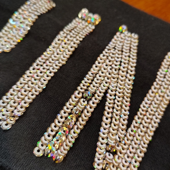 SOLD Victoria’s Secret PINK Foldover Yoga Shorts XS Black Silver Sequin Stretch - Picture 5 of 11